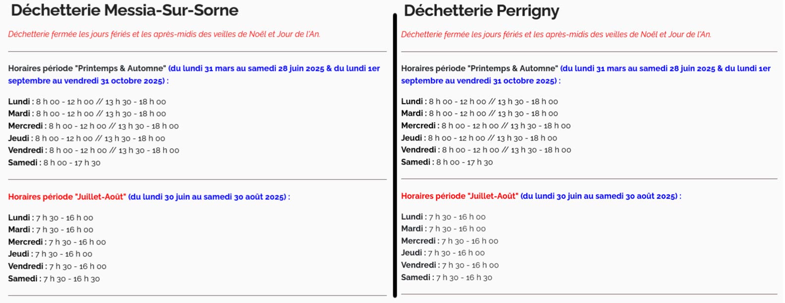 Horaires-déchetterie